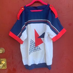Vintage red white and blue windbreaker